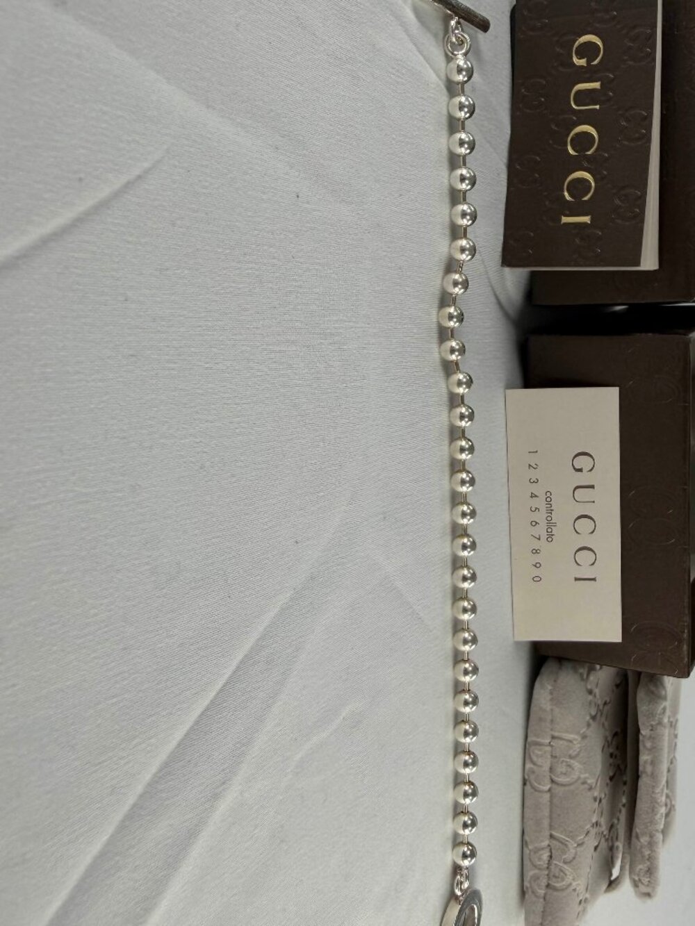 Gucci Sterling Silver Ball Chain Bracelet Complete In Box 8 Inches